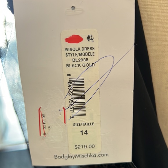 Belle Bagley Mischka Black Sequin Winola Sheath Stretch Evening Dress Size 14 - Picture 13 of 13